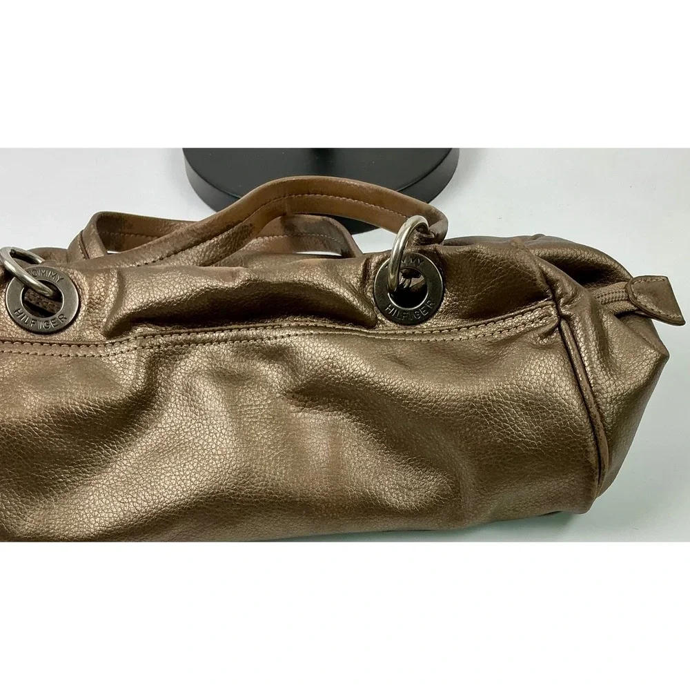 Tommy Hilfiger Bronze Metallic Satchel Purse Shoulder Bag Handbag Y2K /2000s Era